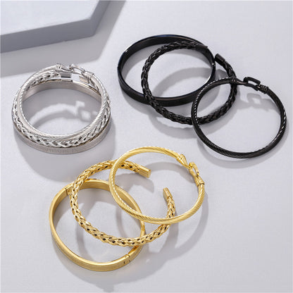 3pcs/set Stainless Steel Bangles for Men Men Bracelets Charms Beads Beyond