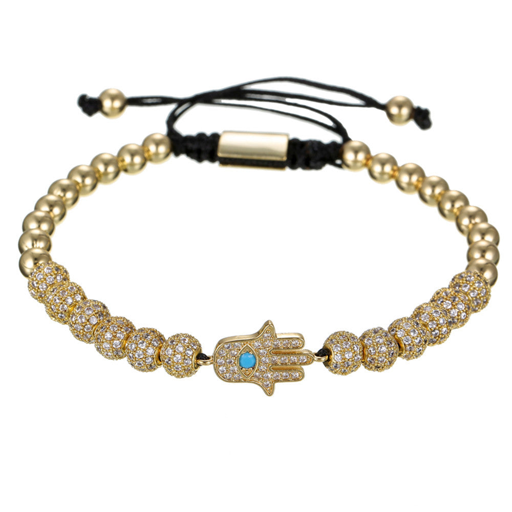 CZ Paved Hamsa Bracelet for Men Gold Men Bracelets Charms Beads Beyond