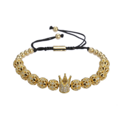 2pcs/lot CZ Paved Hollow Ball Spacer Crown Bracelets for Men Men Bracelets Charms Beads Beyond