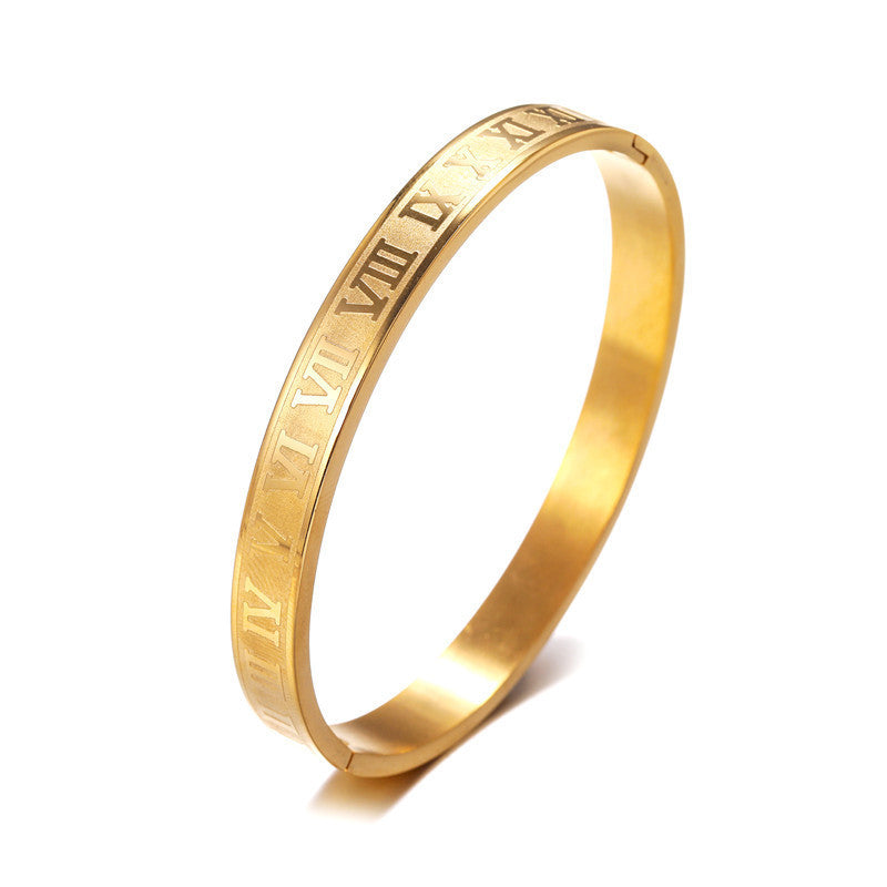 5pcs/lot Roman Numeral Stainless Steel Bangle for Men & Women Gold-5pcs Men Bracelets On Sale Charms Beads Beyond