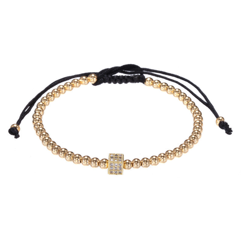 5pcs/lot CZ Paved Square Spacer Bracelets for Men Gold Men Bracelets Charms Beads Beyond