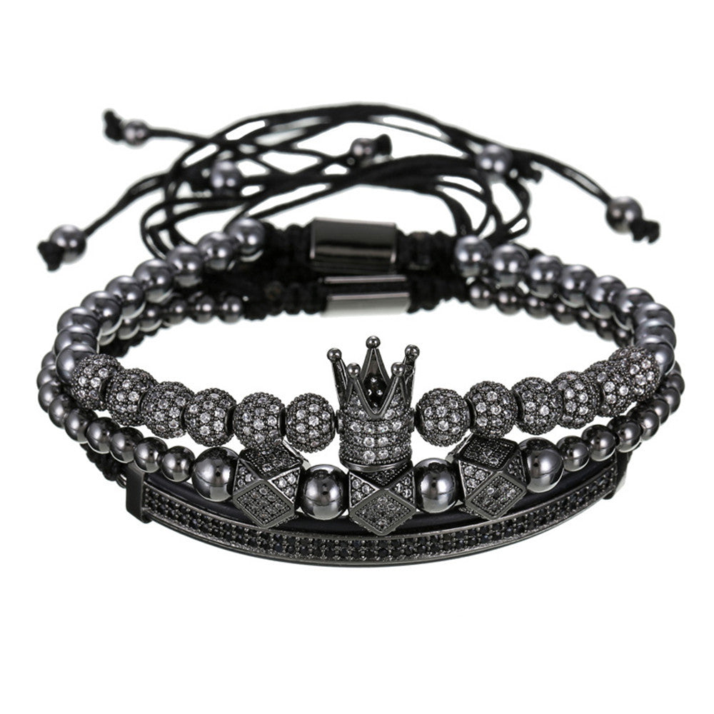 3pcs/set 6mm CZ Ball Beads Clear Octagon Bracelets for Men Black Men Bracelets Charms Beads Beyond