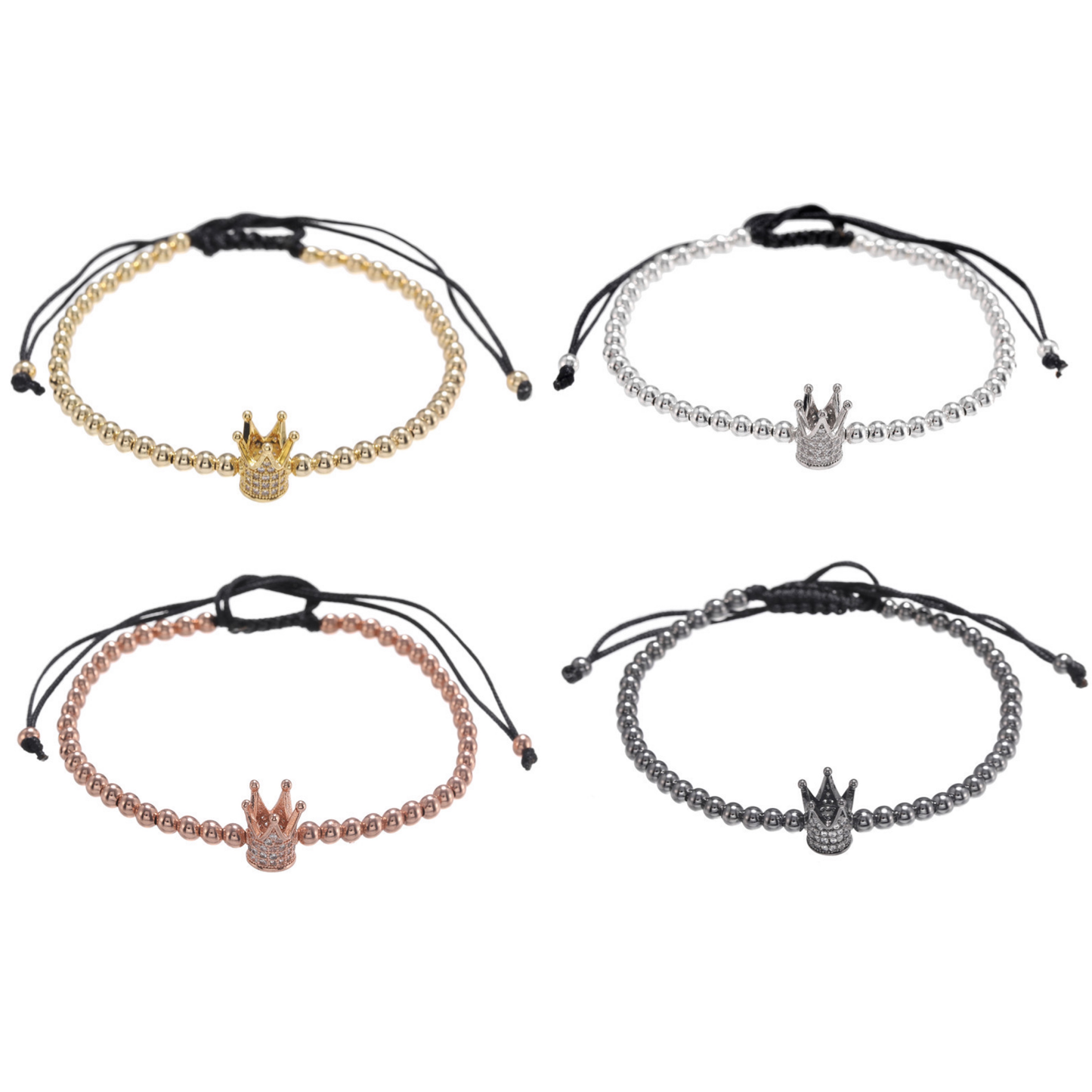 5pcs/lot CZ Paved Crown Bracelets for Men Men Bracelets Charms Beads Beyond