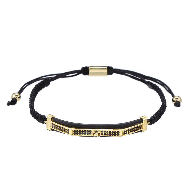 5pcs/lot CZ Paved Curved Bracelets for Men Gold Men Bracelets Charms Beads Beyond
