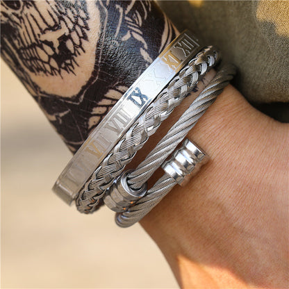 3pcs/set Stainless Steel Roman Bracelets & Bangles for Men Men Bracelets Charms Beads Beyond