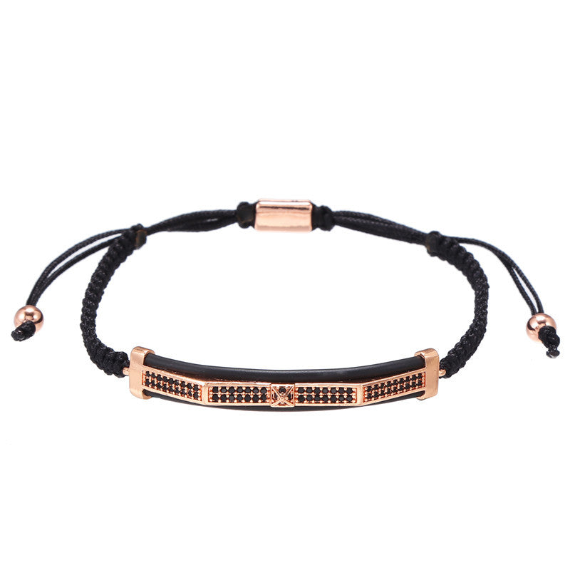 5pcs/lot CZ Paved Curved Bracelets for Men Rose Gold Men Bracelets Charms Beads Beyond