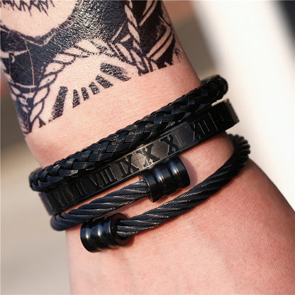 3pcs/set Stainless Steel Roman Bracelets & Bangles for Men Men Bracelets Charms Beads Beyond