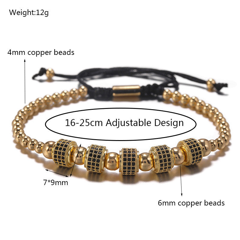 4pcs/set CZ Paved Bracelets & Roman Bangles for Men Men Bracelets Charms Beads Beyond