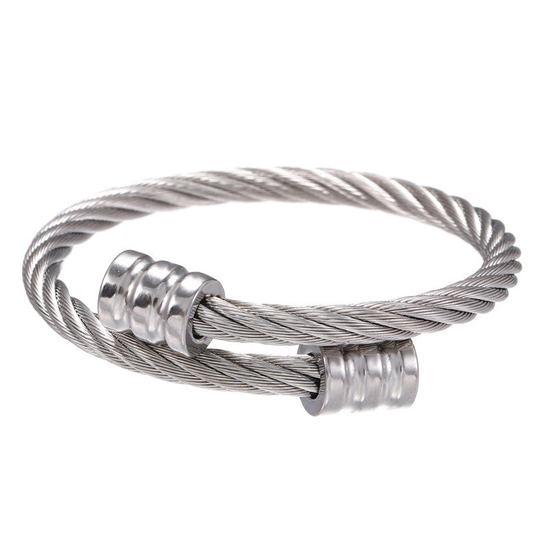 5pcs/lot Fashion Stainless Steel Bangle for Men Silver Men Bracelets Charms Beads Beyond