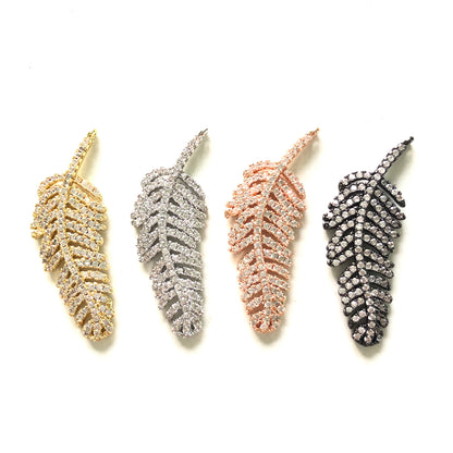 10pcs/lot 42*14.5mm CZ Paved Feather Charms CZ Paved Charms Feathers Charms Beads Beyond