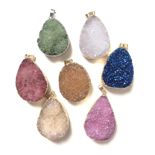5pcs/lot 42*30mm Waterdrop Shape Natural Agate Druzy Charm Mix Colors (Random) Stone Charms Charms Beads Beyond