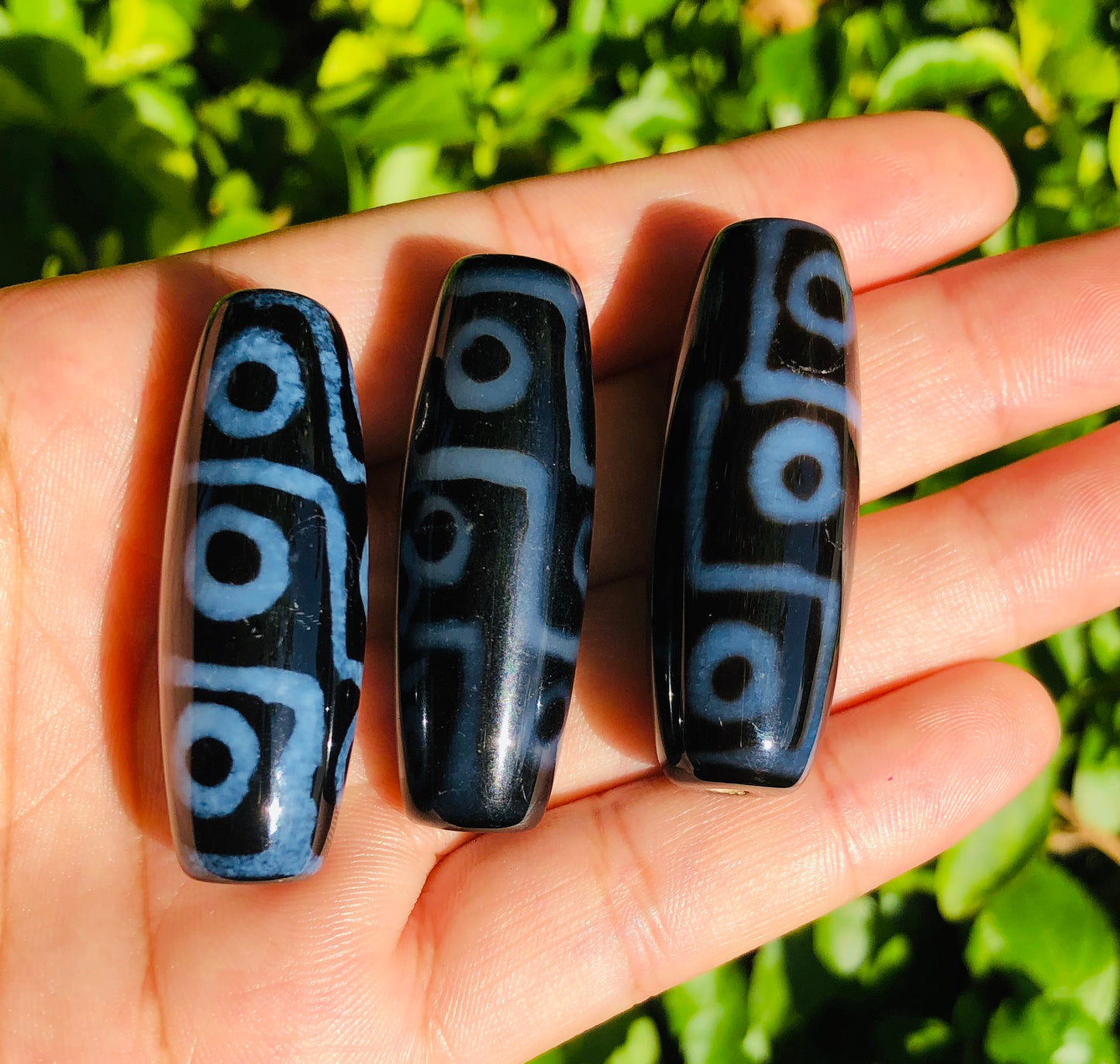 5pcs/lot 40*15mm Black Blue Natural Tibetan Agate Spacers Agate Spacers Focal Beads Charms Beads Beyond