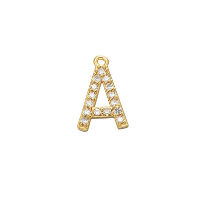 26pcs/lot 15*12mm CZ Paved Initial Letter Alphabet Charms-Gold & Silver CZ Paved Charms Initials & Numbers Small Sizes Charms Beads Beyond