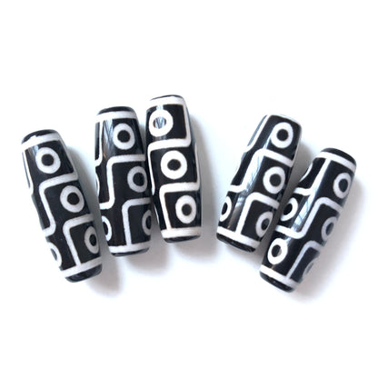 4pcs/lot 40*11mm Black White Natural Tibetan Agate Spacers Agate Spacers Focal Beads Charms Beads Beyond