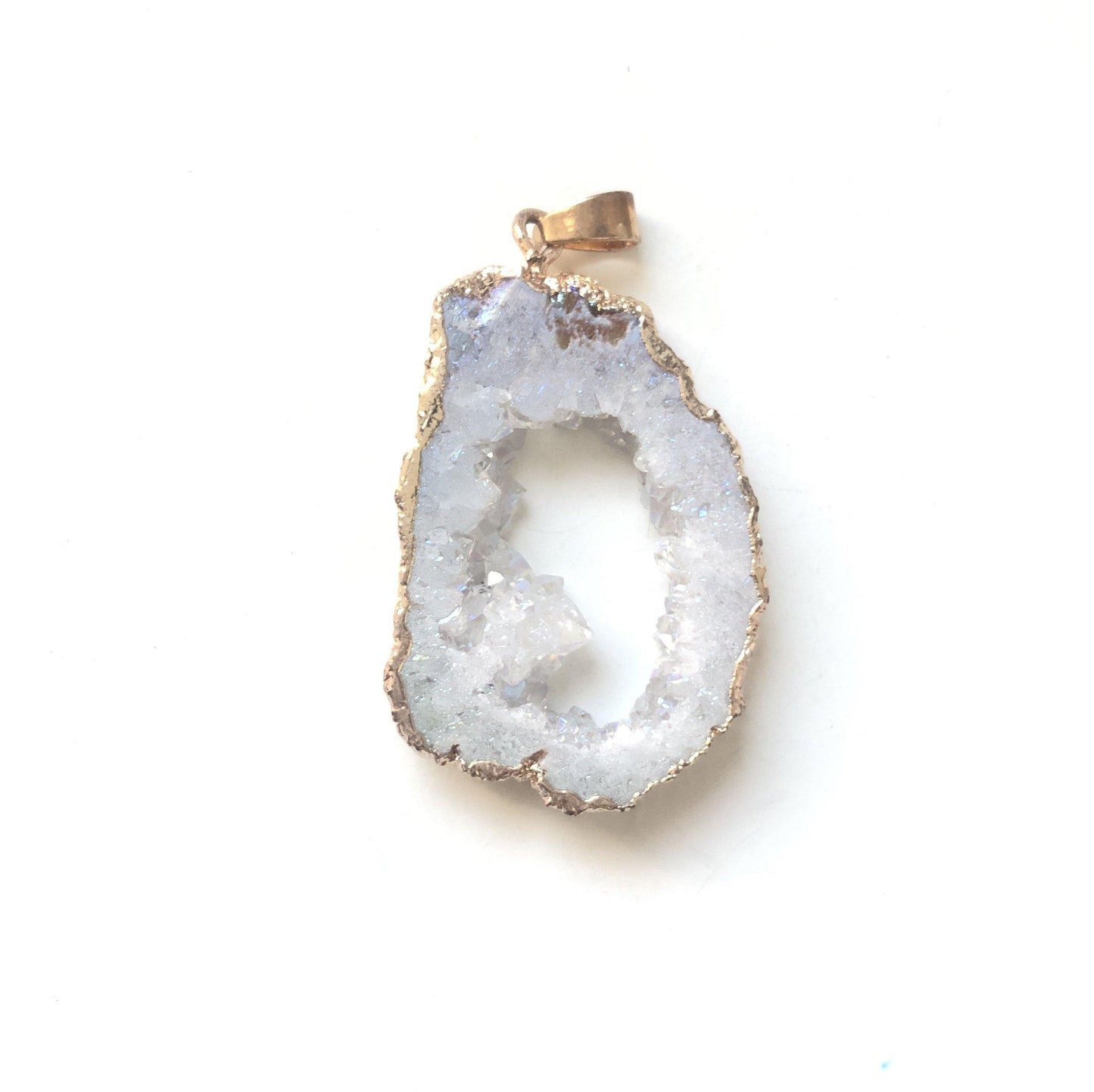5pcs/lot 30-50mm Natural Agate Druzy Charm White Stone Charms Charms Beads Beyond