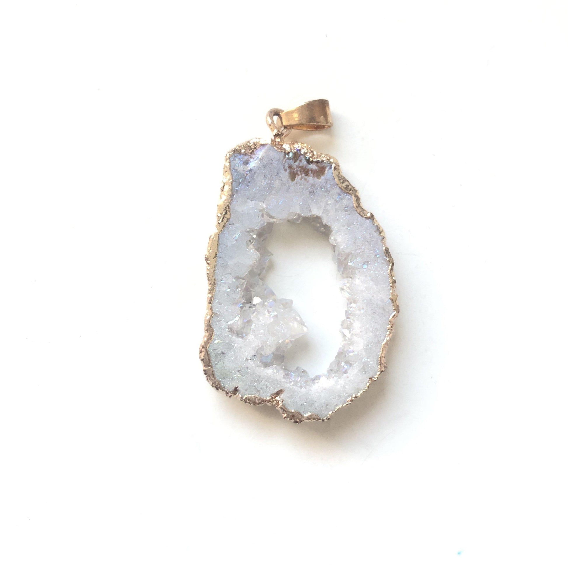 5pcs/lot 30-50mm Natural Agate Druzy Charm White Stone Charms Charms Beads Beyond