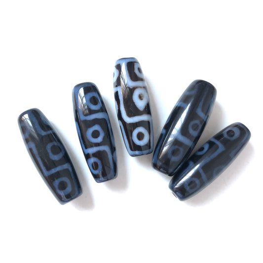 5pcs/lot 40*15mm Black Blue Natural Tibetan Agate Spacers Agate Spacers Focal Beads Charms Beads Beyond