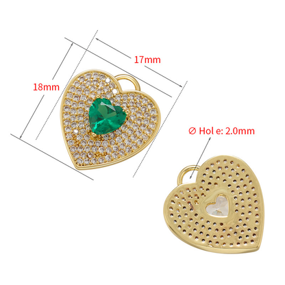 10pcs/lot 18*17mm Multicolor Diamond CZ Pave Heart Charm Pendants CZ Paved Charms Hearts Charms Beads Beyond