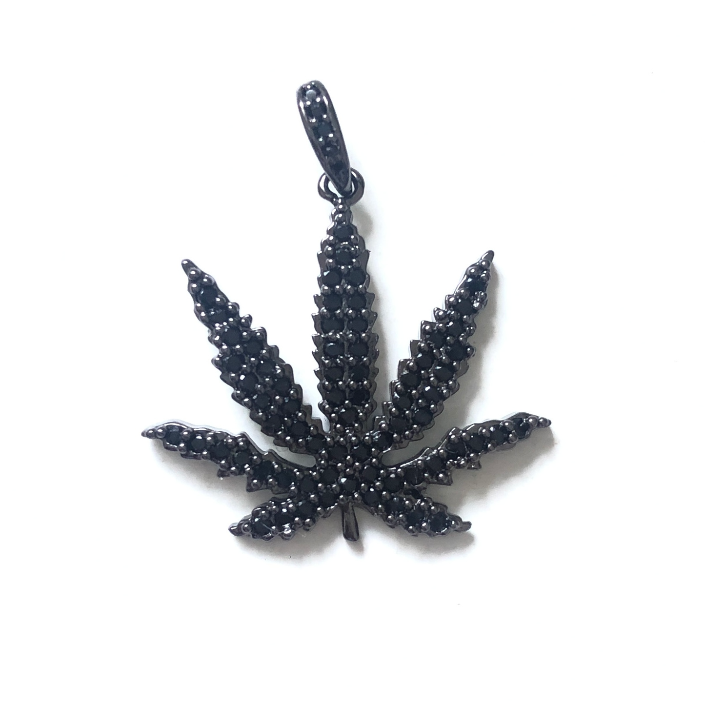 10pcs/lot 25*21.5mm CZ Paved Cannabis Leaf Plant Charms Black on Black CZ Paved Charms Flowers Charms Beads Beyond