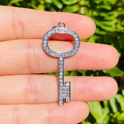 10pcs/lot 40.5*18mm CZ Paved Key Charms Silver CZ Paved Charms Keys & Locks New Charms Arrivals Charms Beads Beyond