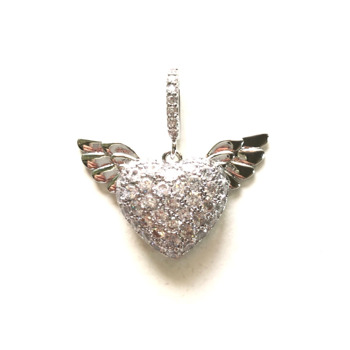 10pcs/lot 29.2*18.6mm CZ Paved Angel Wing 3D Heart Charms CZ Paved Charms Hearts New Charms Arrivals Charms Beads Beyond