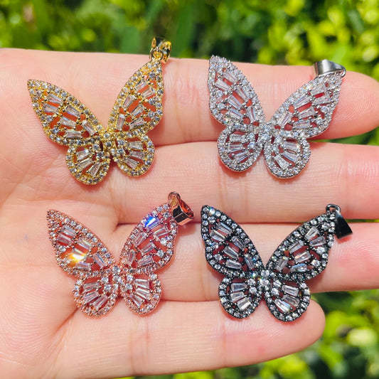 10pcs/lot 26.5*22.5mm CZ Paved Butterfly Charms Mix Colors CZ Paved Charms Butterflies Charms Beads Beyond