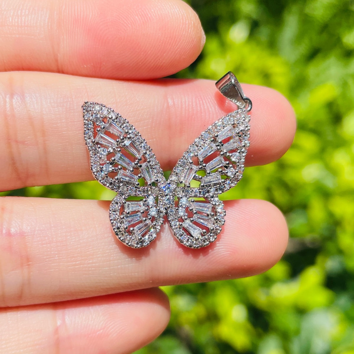 10pcs/lot 26.5*22.5mm CZ Paved Butterfly Charms Silver CZ Paved Charms Butterflies Charms Beads Beyond