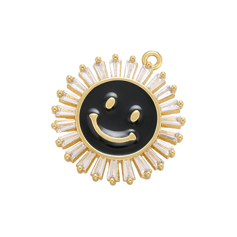 10pcs/lot 22*20mm Gold Plated Colorful Enamel Smile Sun Charms Black Enamel Charms Charms Beads Beyond