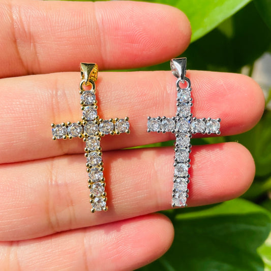 10pcs/lot Gold Silver Plated CZ Paved Cross Charms Mix Colors CZ Paved Charms Crosses New Charms Arrivals Charms Beads Beyond