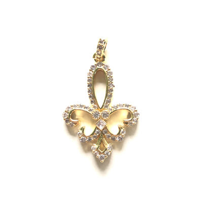 10pcs/lot 38*22.5mm CZ Paved Fleur De Lis Saints Charms Gold CZ Paved Charms Louisiana Inspired Mardi Gras New Charms Arrivals Symbols Charms Beads Beyond