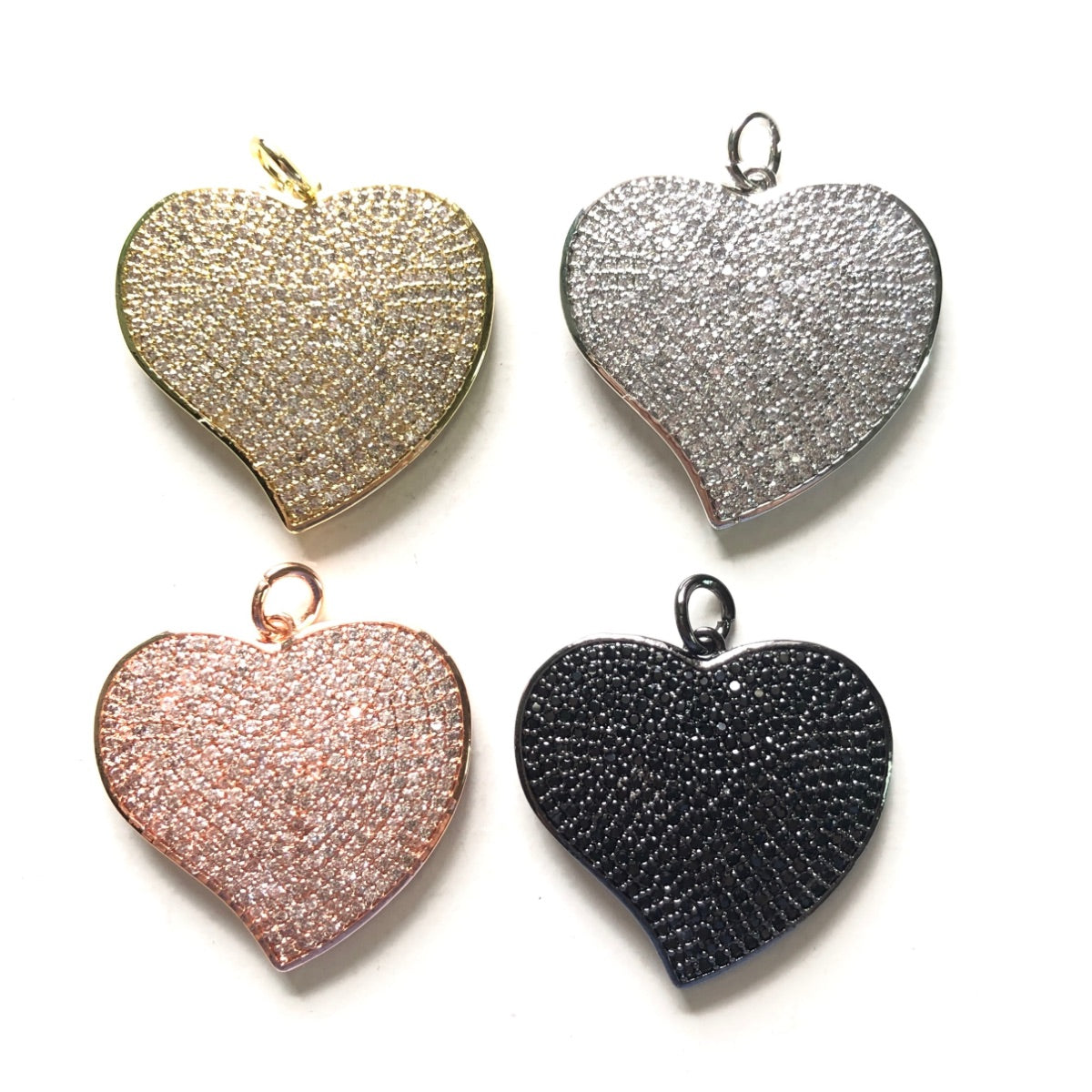 5pcs/lot 28.5*27mm Large Size CZ Paved Heart Charms CZ Paved Charms Hearts Large Sizes New Charms Arrivals Charms Beads Beyond