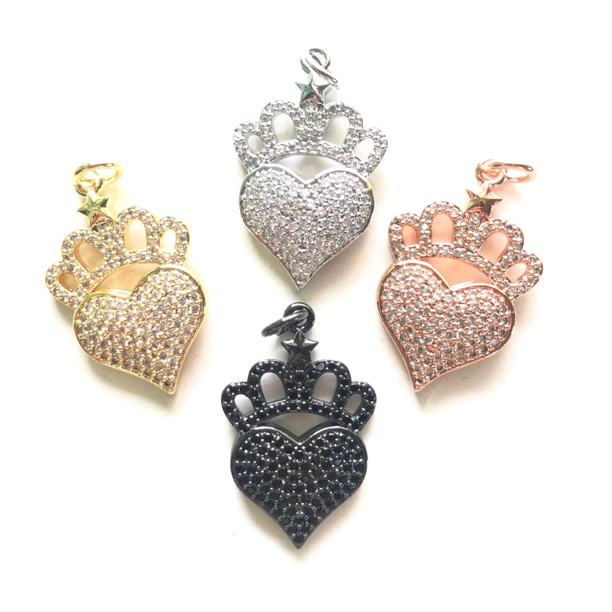 10pcs/lot 28.8*18mm CZ Paved Heart Crown Charms CZ Paved Charms Crowns Hearts New Charms Arrivals Charms Beads Beyond