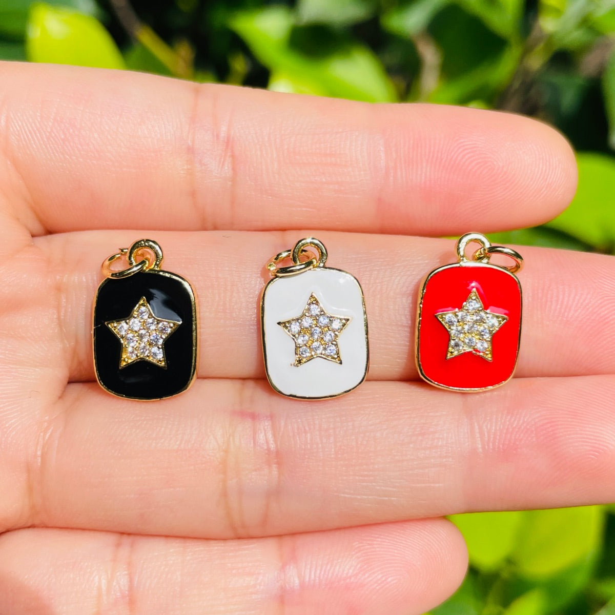 10pcs/lot 16*10.7mm Small Size Enamel CZ Pave Star Charms CZ Paved Charms Small Sizes Charms Beads Beyond