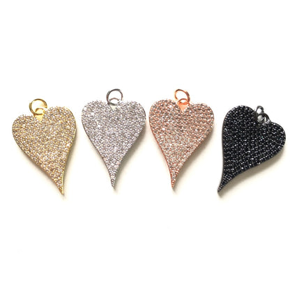 10pcs/lot 25*18mm CZ Paved Heart Charm Pendants CZ Paved Charms Hearts Charms Beads Beyond
