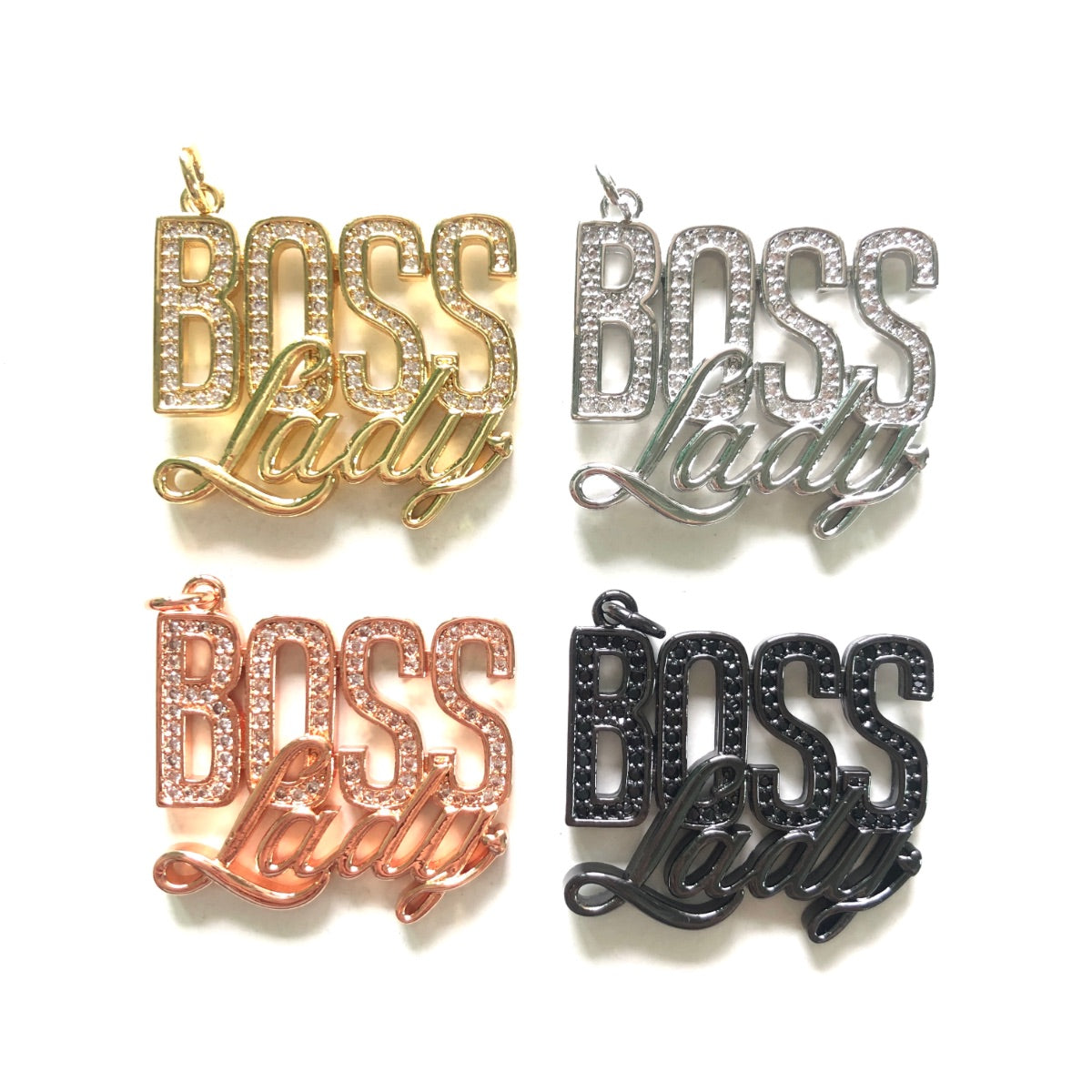 10pcs/lot 31*27.5mm CZ Pave Boss Lady Word Charms CZ Paved Charms New Charms Arrivals Words & Quotes Charms Beads Beyond