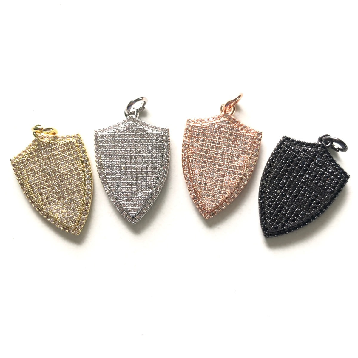 10pcs/lot 28.3*18.5mm CZ Paved Shield Charms CZ Paved Charms Geometrics Large Sizes Charms Beads Beyond