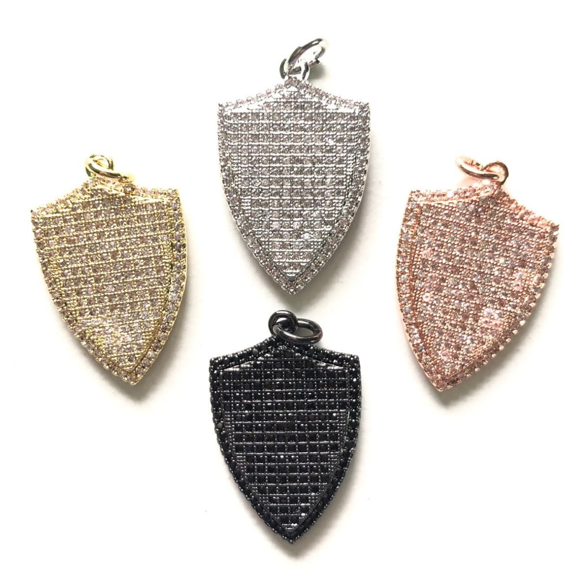 10pcs/lot 28.3*18.5mm CZ Paved Shield Charms CZ Paved Charms Geometrics Large Sizes Charms Beads Beyond