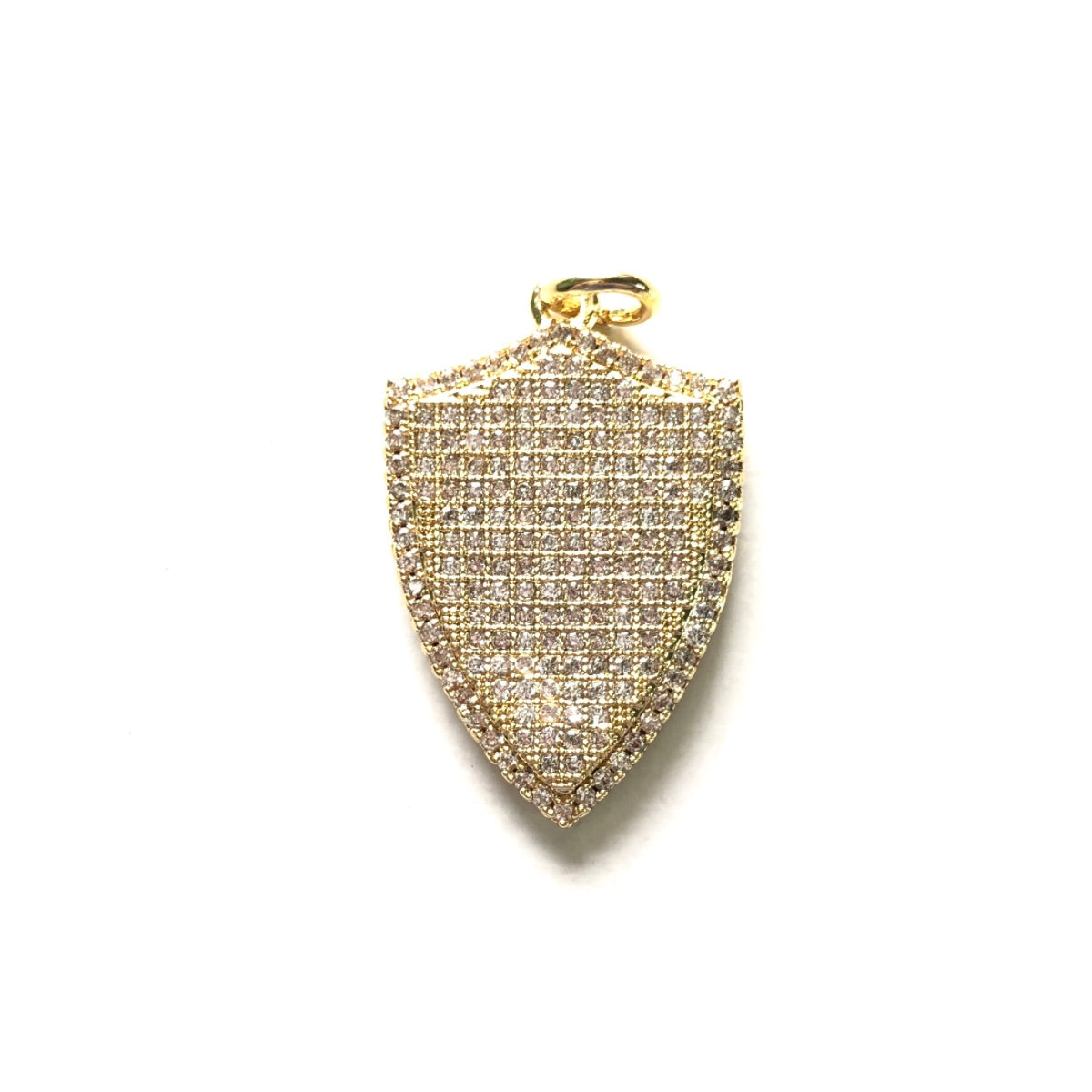 10pcs/lot 28.3*18.5mm CZ Paved Shield Charms Gold CZ Paved Charms Geometrics Large Sizes Charms Beads Beyond