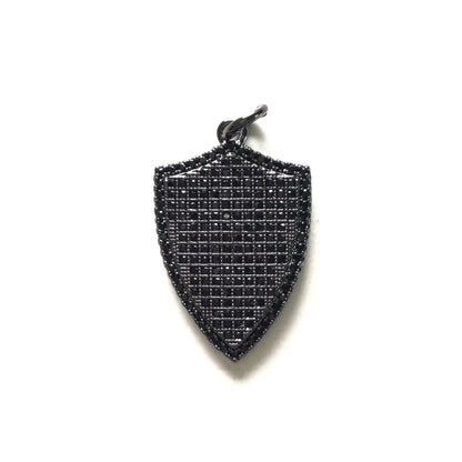 10pcs/lot 28.3*18.5mm CZ Paved Shield Charms Black on Black CZ Paved Charms Geometrics Large Sizes Charms Beads Beyond