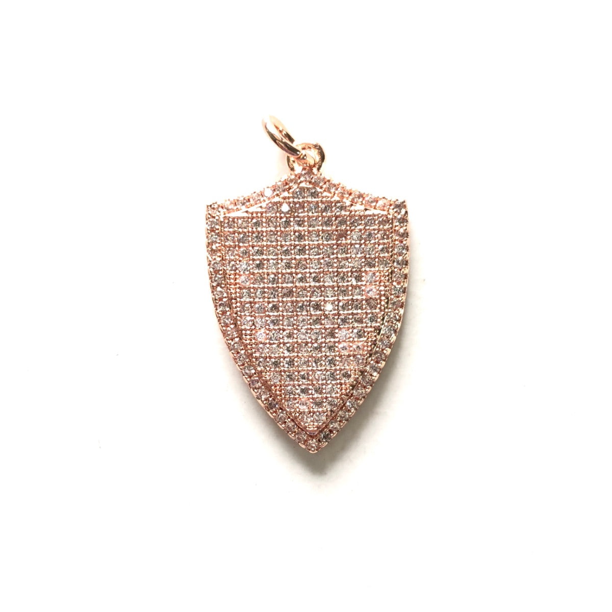 10pcs/lot 28.3*18.5mm CZ Paved Shield Charms Rose Gold CZ Paved Charms Geometrics Large Sizes Charms Beads Beyond