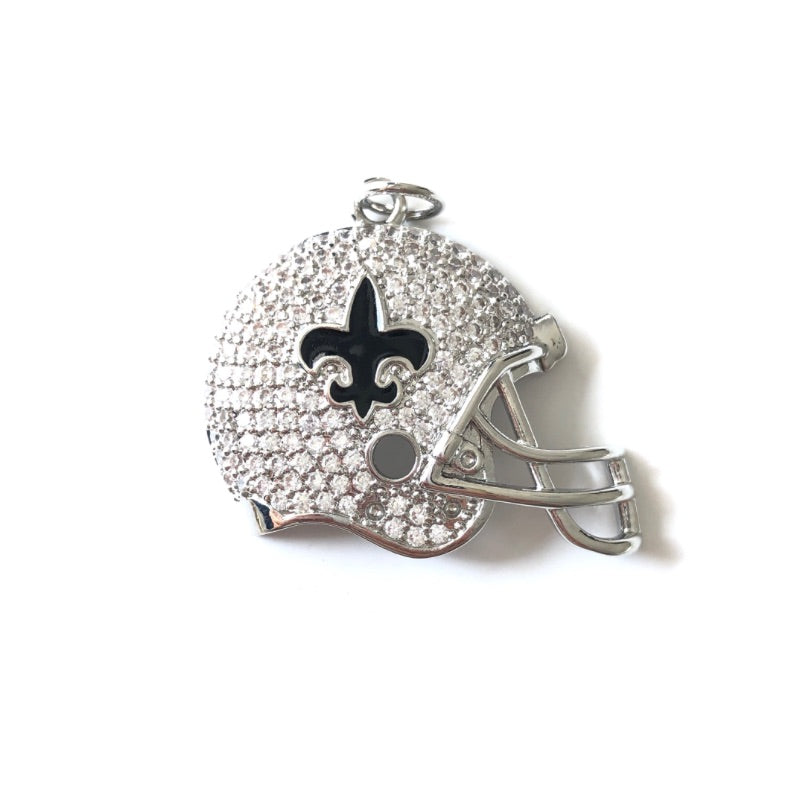 10pcs/lot Fleur De Lis CZ Saints Football Helmet Charms CZ Paved Charms American Football Sports Louisiana Inspired New Charms Arrivals Charms Beads Beyond