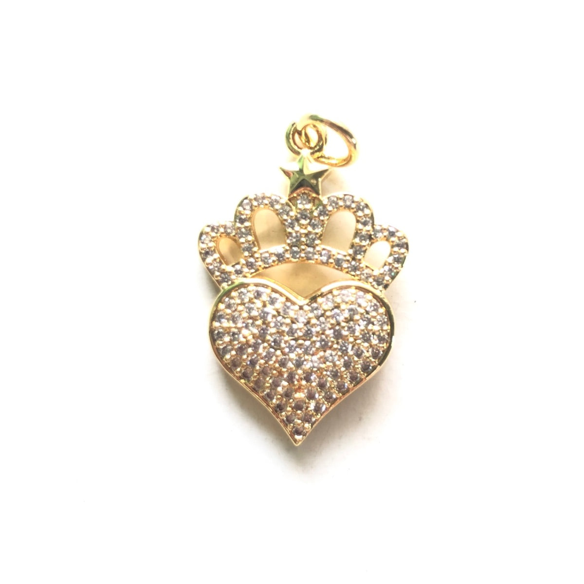 10pcs/lot 28.8*18mm CZ Paved Heart Crown Charms Gold CZ Paved Charms Crowns Hearts New Charms Arrivals Charms Beads Beyond