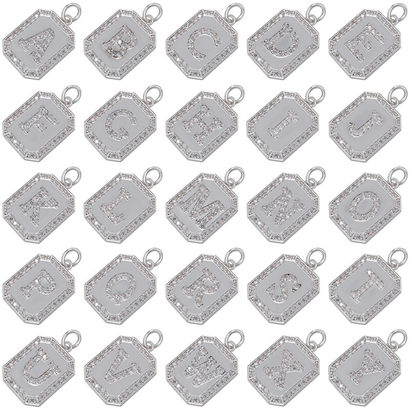 10-26pcs/lot 21.5*13mm CZ Plated Initial Alphabet Charms-Gold & Silver | Charms | Charms Beads Beyond 10pcs / Silver
