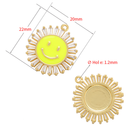 10pcs/lot 22*20mm Gold Plated Colorful Enamel Smile Sun Charms Enamel Charms Charms Beads Beyond