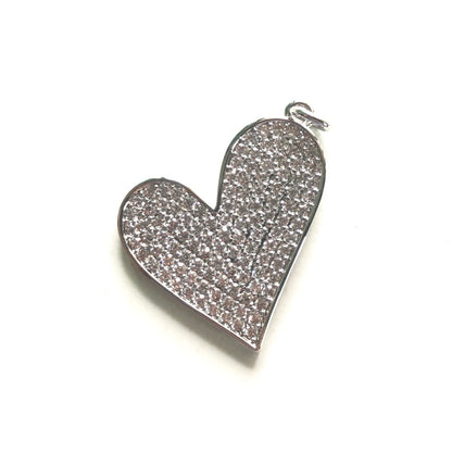 10pcs/lot 30*28mm CZ Paved Heart Charm Pendants Silver CZ Paved Charms Hearts New Charms Arrivals Charms Beads Beyond