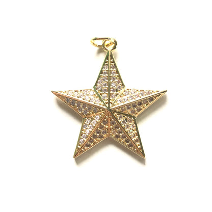 10pcs/lot 31*30mm CZ Paved Big Star Charms Gold CZ Paved Charms New Charms Arrivals Sun Moon Stars Charms Beads Beyond