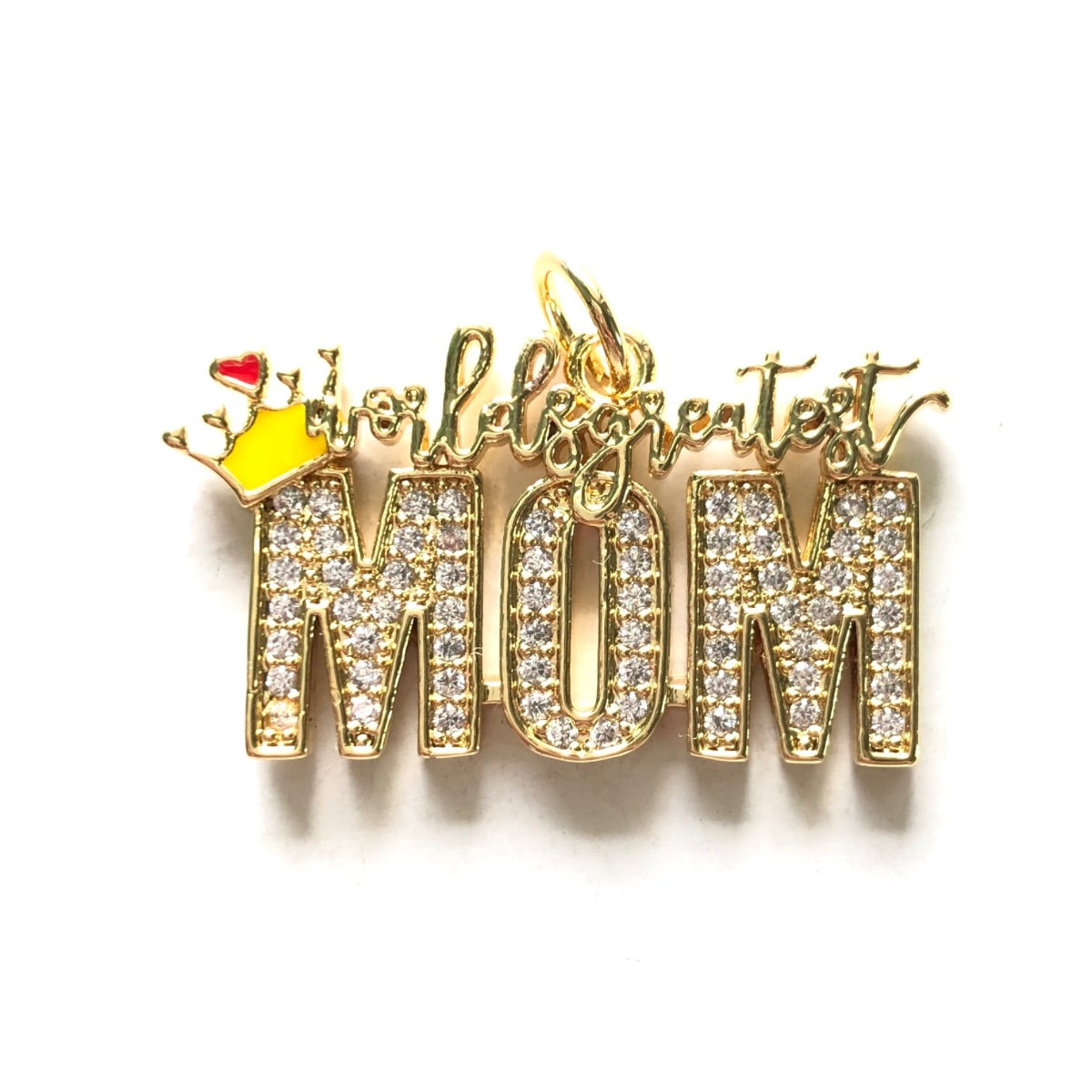 10pcs/lot CZ Pave World's Greatest Mom Word Charms-Mother's Day CZ Paved Charms Mother's Day New Charms Arrivals Charms Beads Beyond