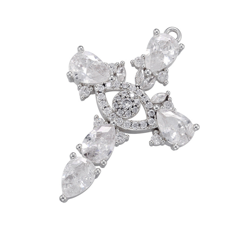 10pcs/lot 34.5*23.5mm CZ Paved Cross Charms Silver CZ Paved Charms Crosses New Charms Arrivals Charms Beads Beyond