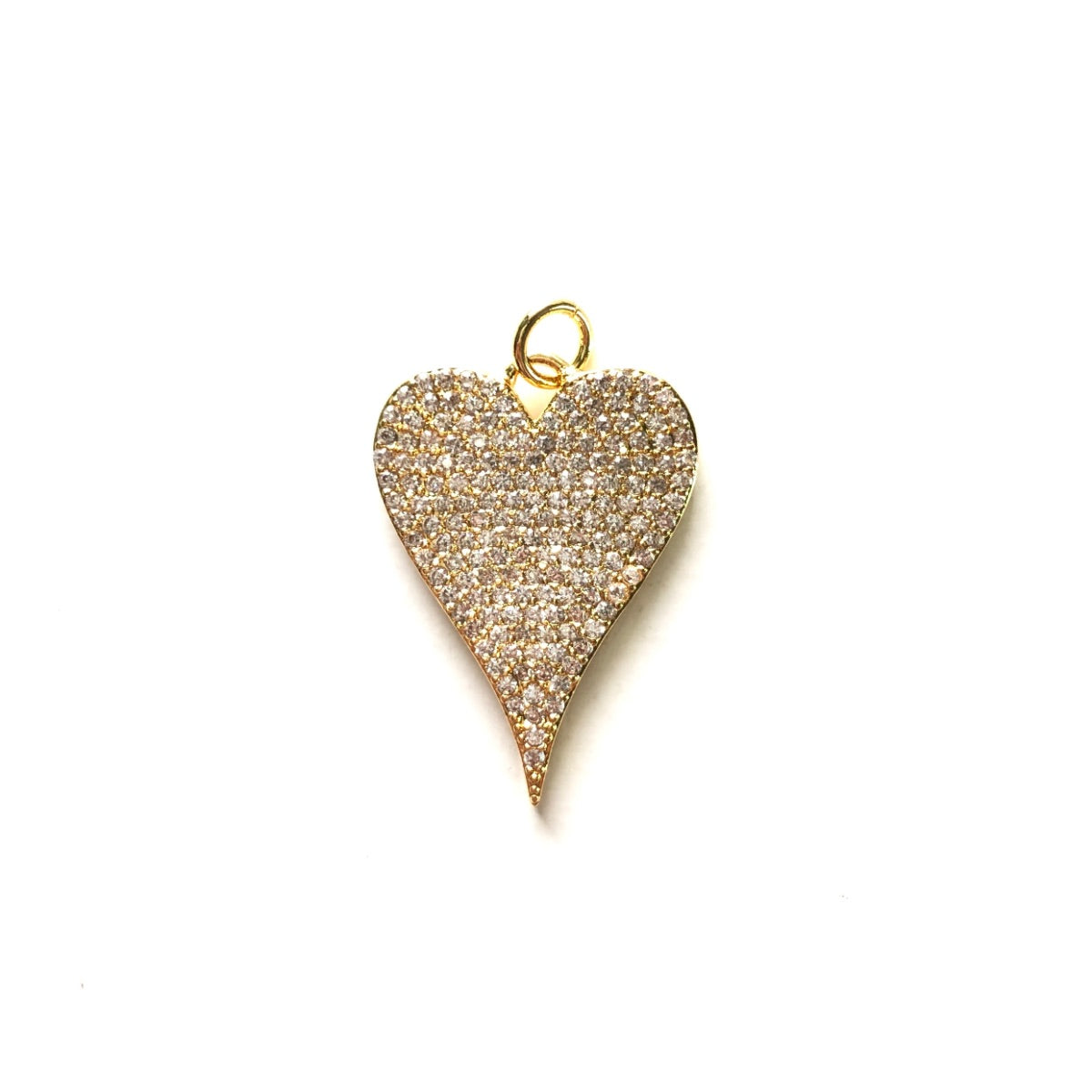10pcs/lot 25*18mm CZ Paved Heart Charm Pendants Gold CZ Paved Charms Hearts Charms Beads Beyond