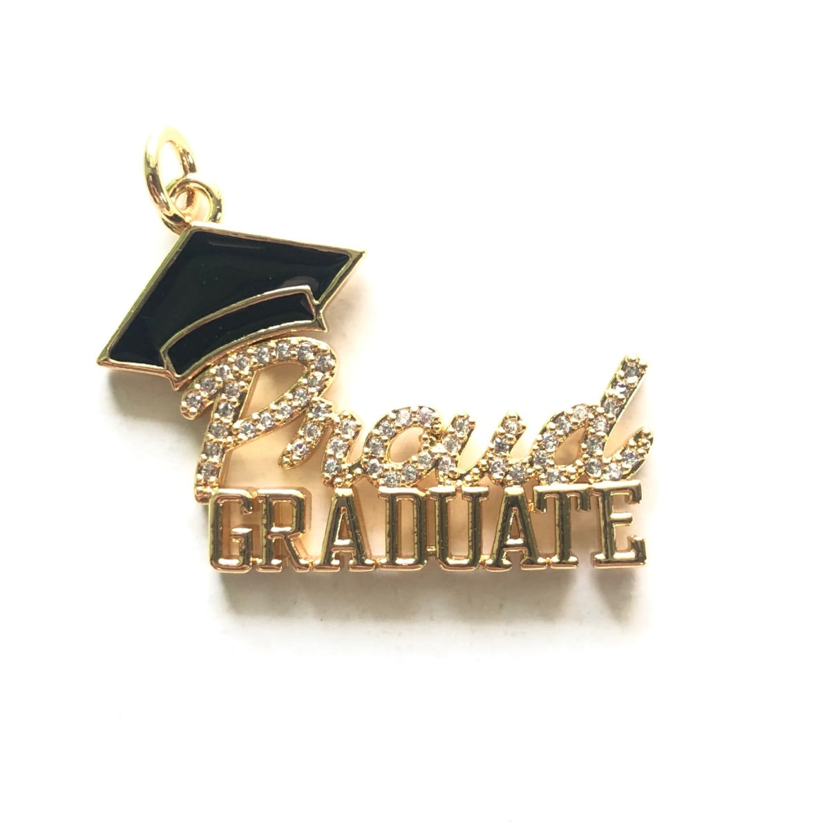 10pcs/lot 34.5*24.5mm CZ Pave Proud Graduate Word Charms for Graduation Gold CZ Paved Charms Graduation New Charms Arrivals Words & Quotes Charms Beads Beyond
